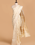 Off White Butta Saree in Silk