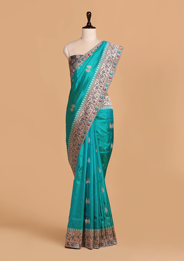 Rama Green Butta Saree in Silk