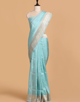 Firozi Blue Butti Saree in Silk