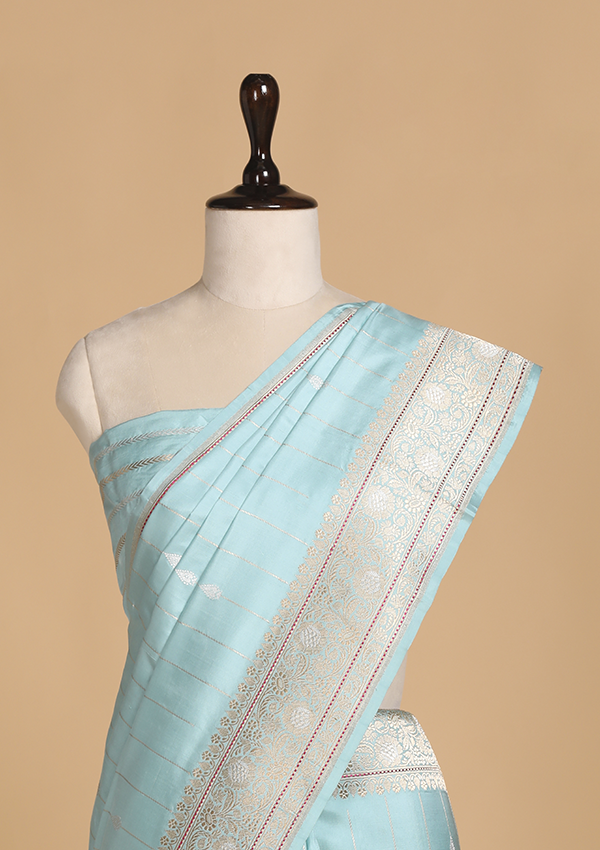 Firozi Blue Butti Saree in Silk