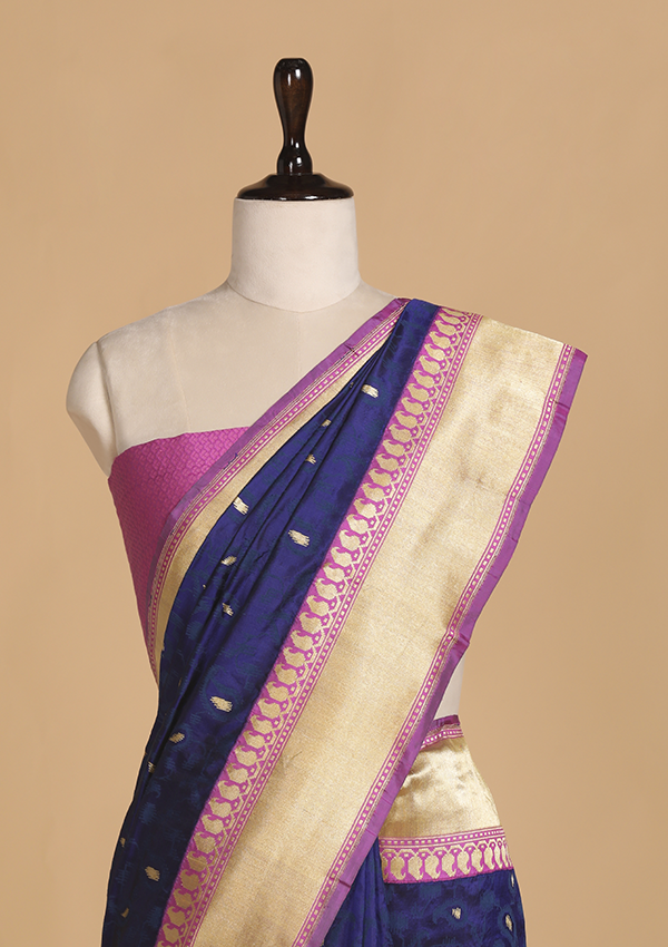 Purple Butti Saree in Silk