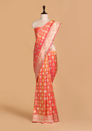 Short Golden Butti Saree in Silk
