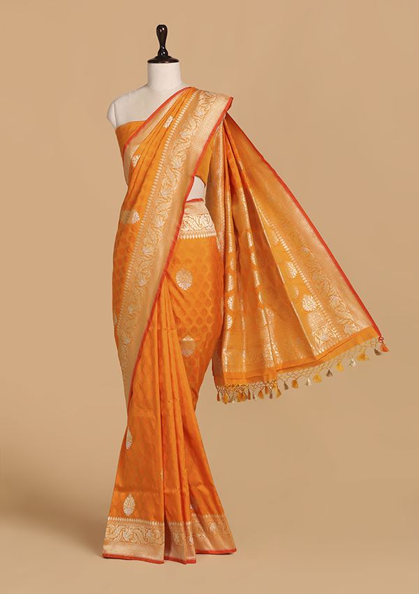 Golden Yellow Butta Saree in Silk