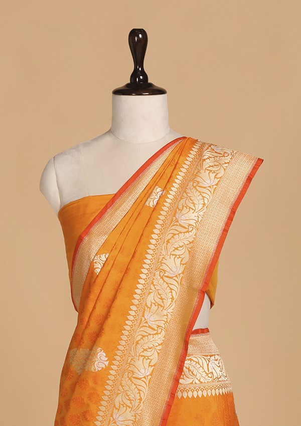 Golden Yellow Butta Saree in Silk