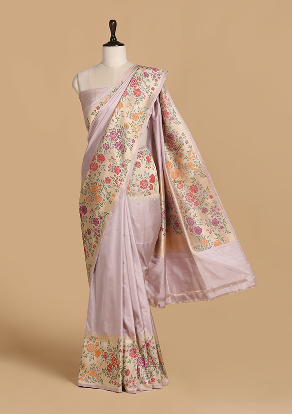 Mauve Plain Saree in Silk