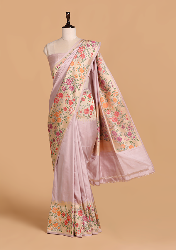 Mauve Plain Saree in Silk