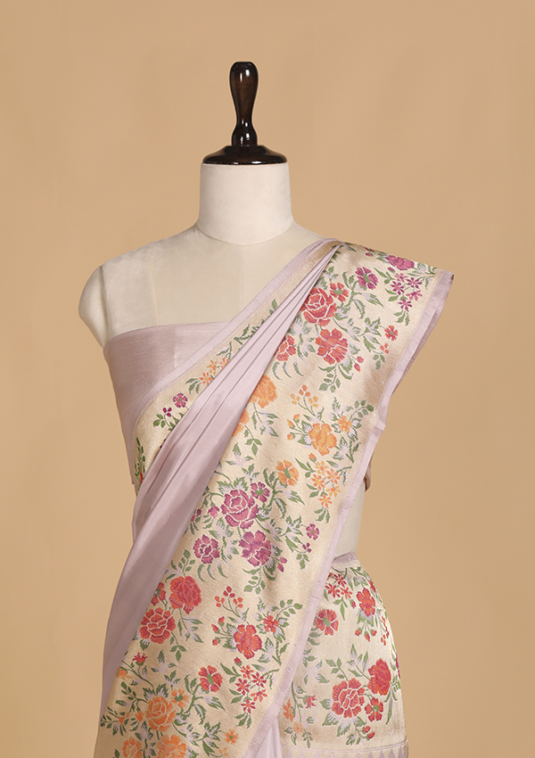 Mauve Plain Saree in Silk