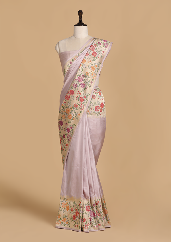 Mauve Plain Saree in Silk