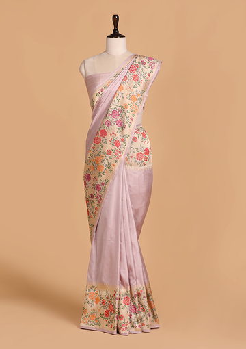 Mauve Plain Saree in Silk