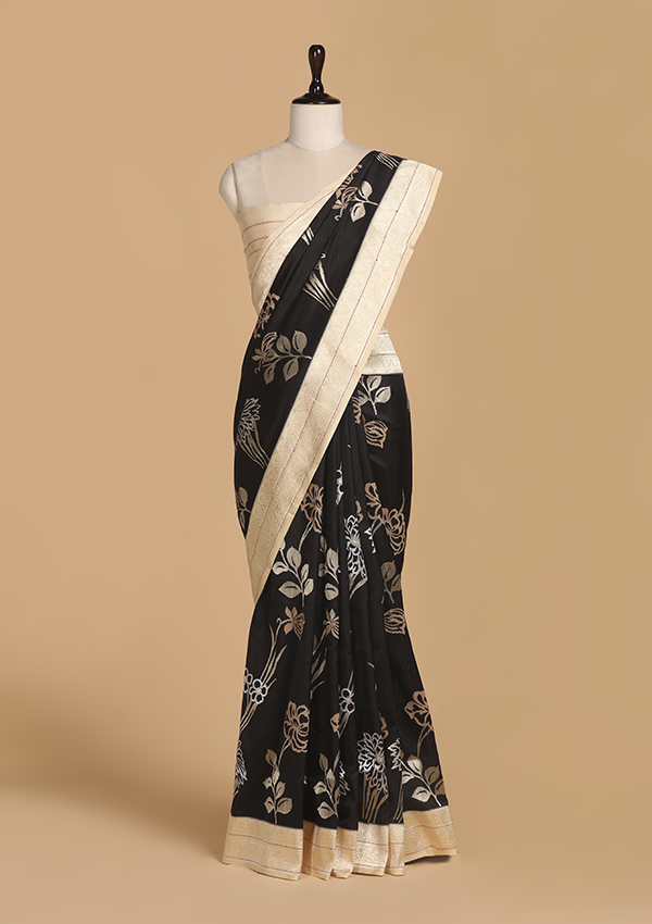 Black Butta Saree in Silk