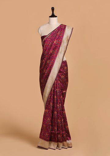 Magenta Jaal Saree in Silk