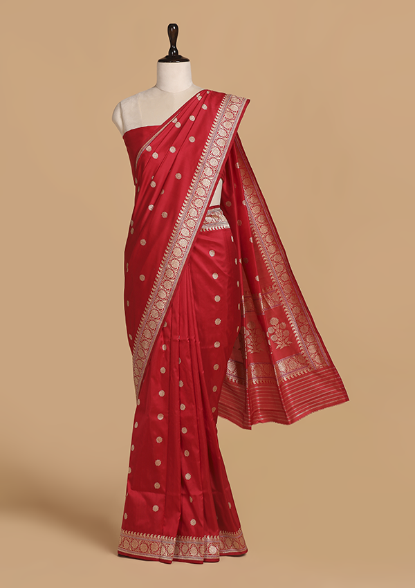 Red Butti Saree in Silk