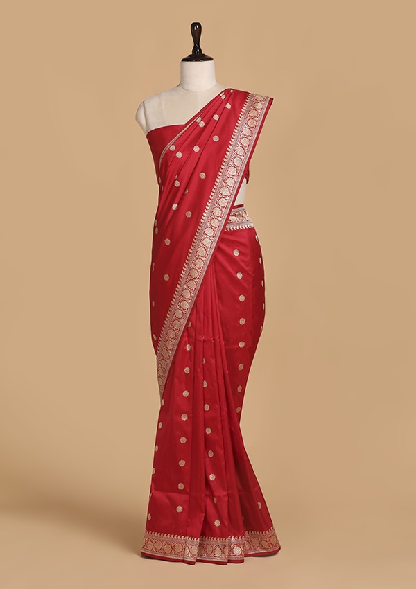 Red Butti Saree in Silk