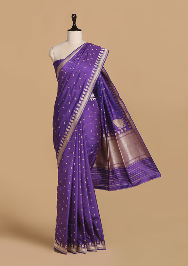 Purple Butti Saree in Silk