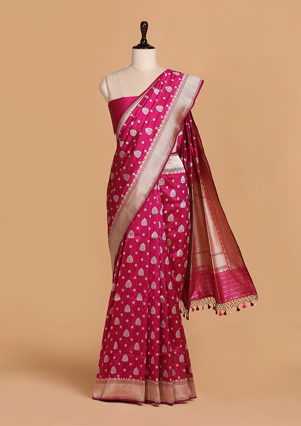 Magenta Butta Saree in Silk