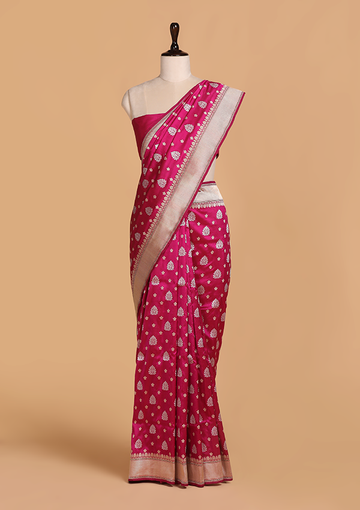 Magenta Butta Saree in Silk