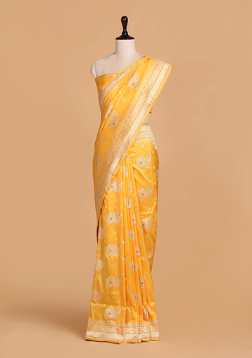 Golden Yellow Butta Saree in Silk