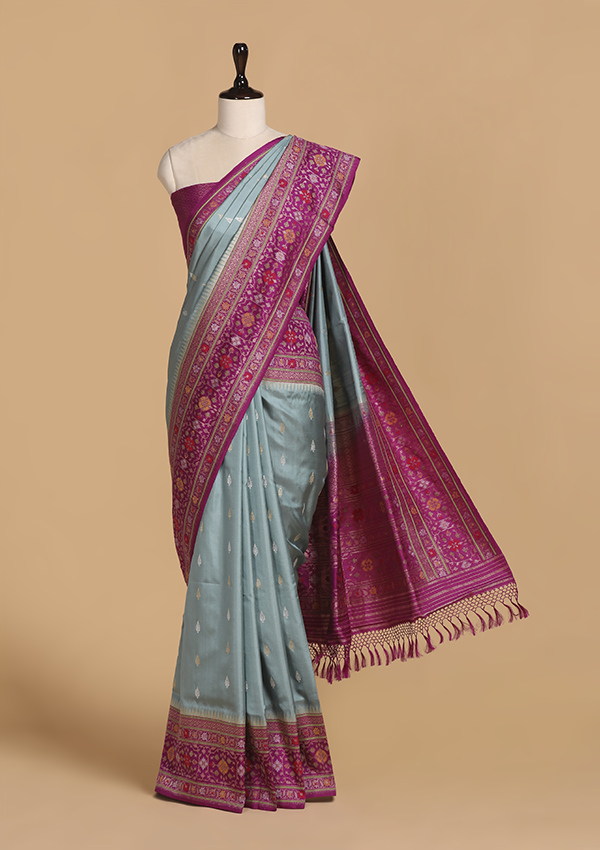 Grey Butti Saree in Silk