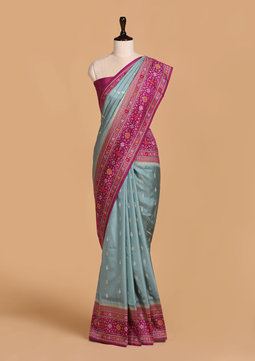 Grey Butti Saree in Silk