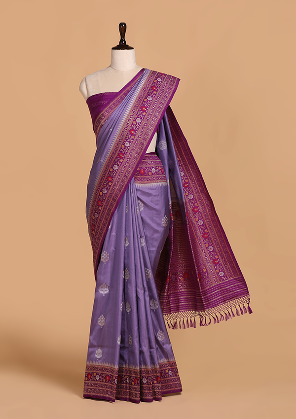 Mauve Butta Saree in Silk