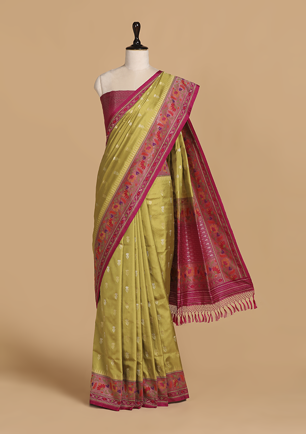 Pista Green Butti Saree in Silk