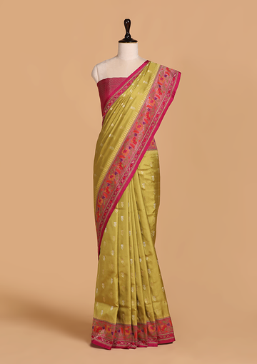 Pista Green Butti Saree in Silk