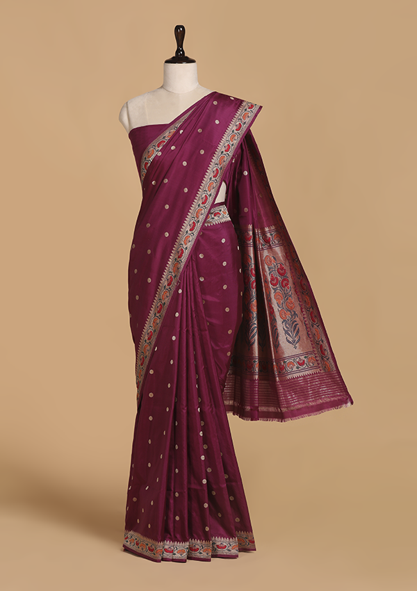 Wine Butti Saree in Silk
