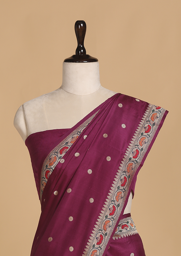 Wine Butti Saree in Silk