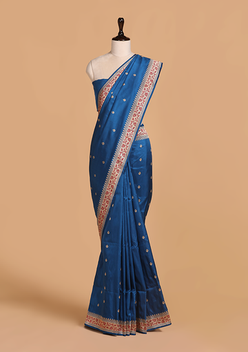 Royal Blue Butti Saree in Silk