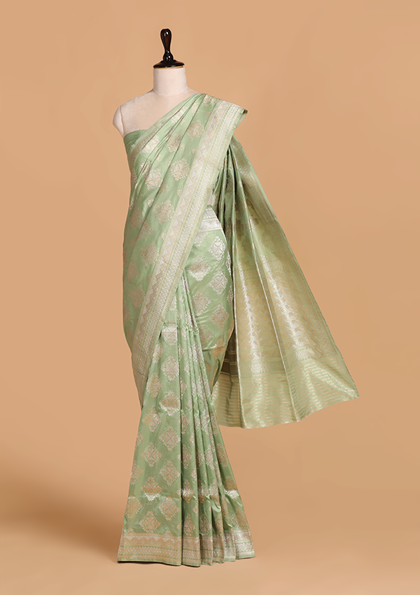 Sea Green Butta Saree in Silk