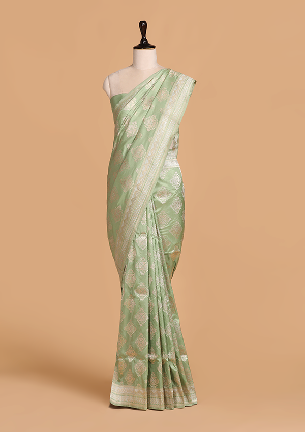 Sea Green Butta Saree in Silk