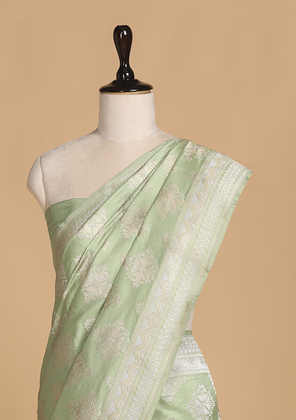 Sea Green Butta Saree in Silk