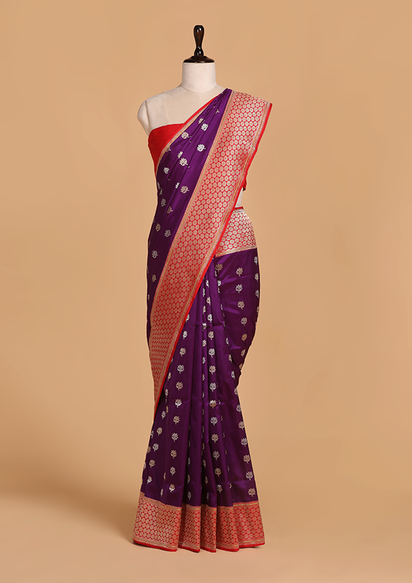 Purple Butti Saree in Silk