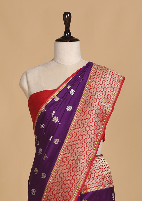 Purple Butti Saree in Silk