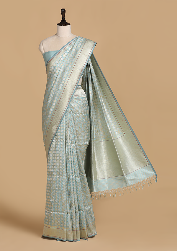 Firozi Butti Saree in Silk