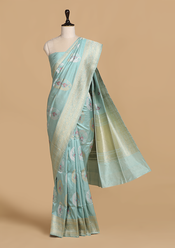 Firozi Butta Saree in Silk