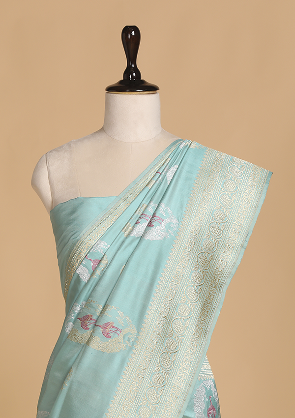 Firozi Butta Saree in Silk