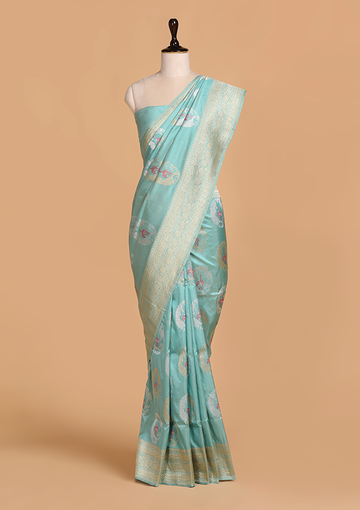 Firozi Butta Saree in Silk