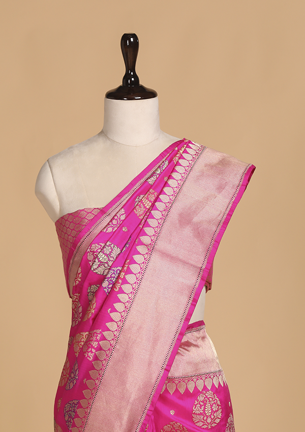 Pink Butta Saree in Silk