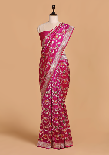 Magenta Jaal Saree in Silk