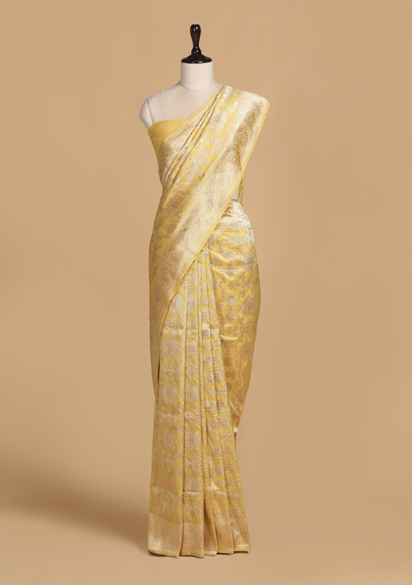 Yellow Jaal Saree in Silk
