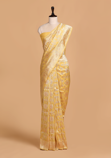 Yellow Jaal Saree in Silk