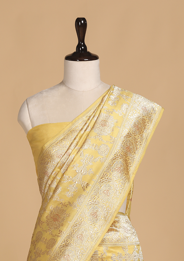 Yellow Jaal Saree in Silk