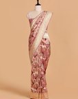 Gajar Pink Jaal Saree in Silk Tissue