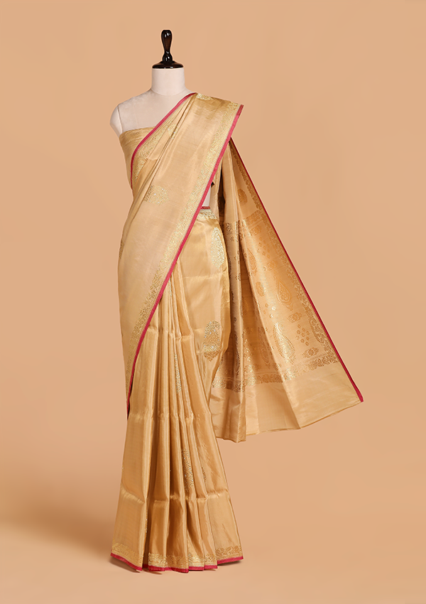 Cream Butta Saree in Silk Tissue