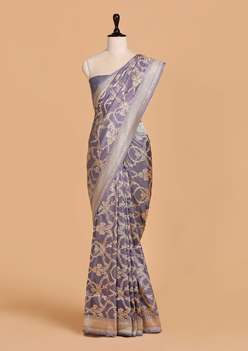 Mauve Jaal Saree in Silk