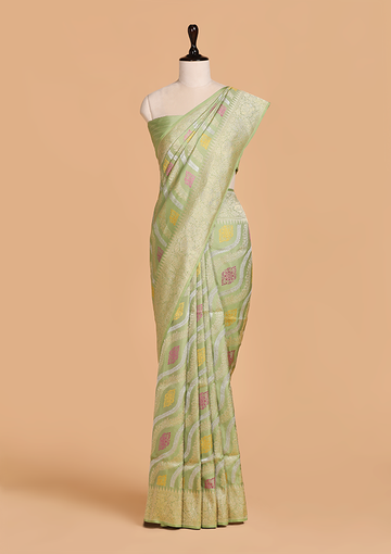 Pista Green Leheriya Saree in Silk