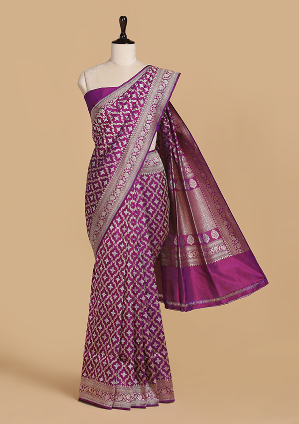 Magenta Jaal Saree in Silk
