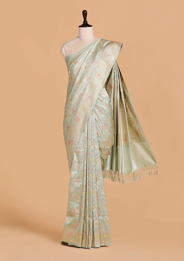 Firozi  Jaal Saree in Silk