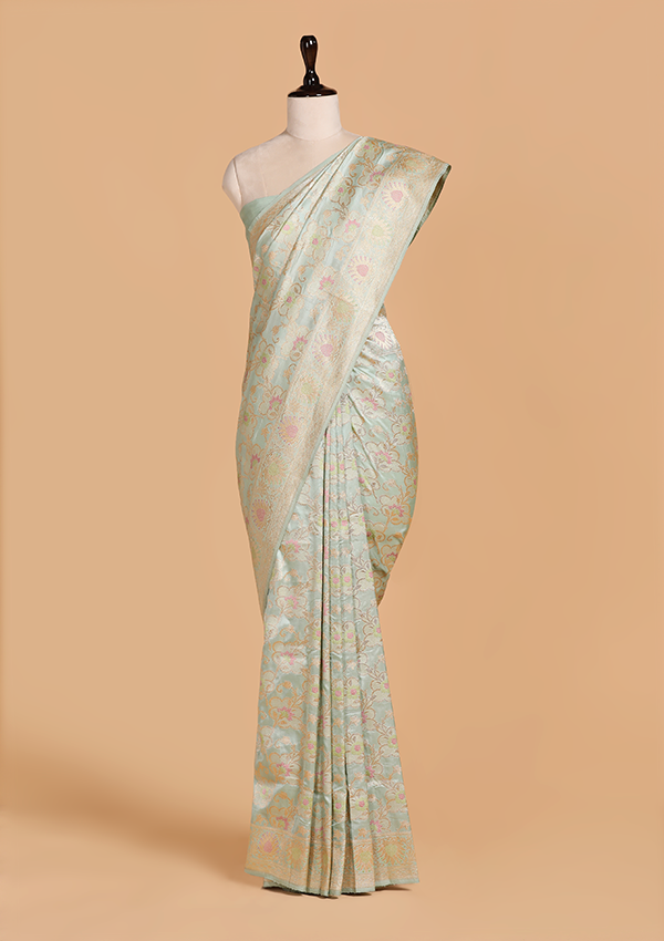 Firozi  Jaal Saree in Silk